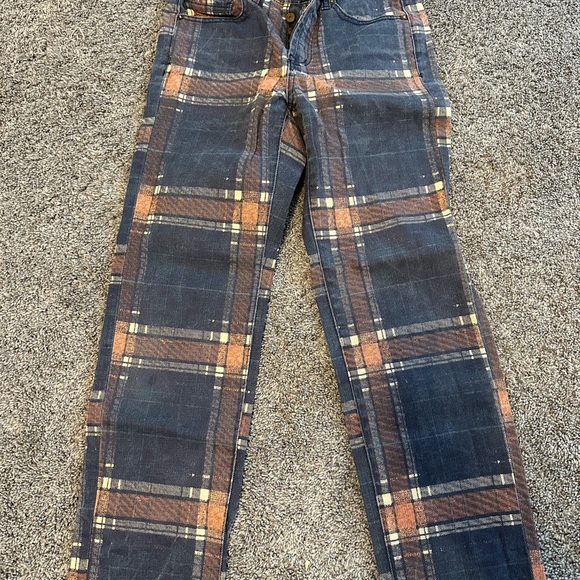Free People Plaid Boyfriend Jeans - Picture 5 of 7